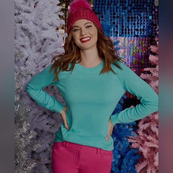 New York & Company Turquoise Blue Essential Crewneck Sweater Size XXL - Picture 1 of 2